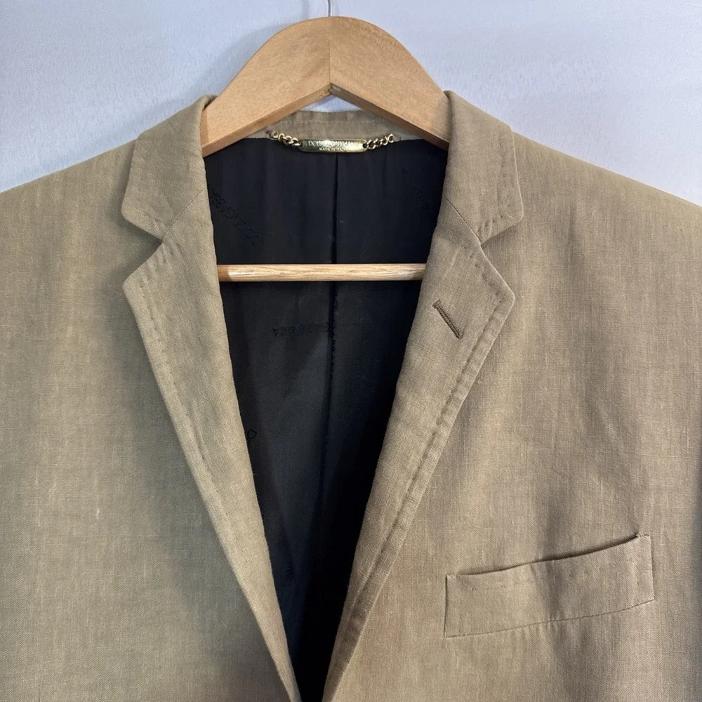Dolce & Gabbana Beige 100% Linen Men's Suit 40R Made in Italy Authentic